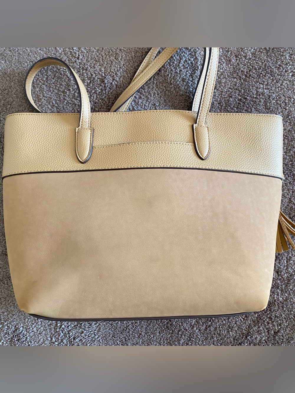 Nanette Lepore Beige Two-Tone Tote with Faux Suede - Picture 2 of 12